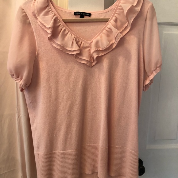 Cable & Gauge Sweaters - Pink short sleeve sweater